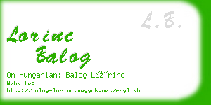 lorinc balog business card